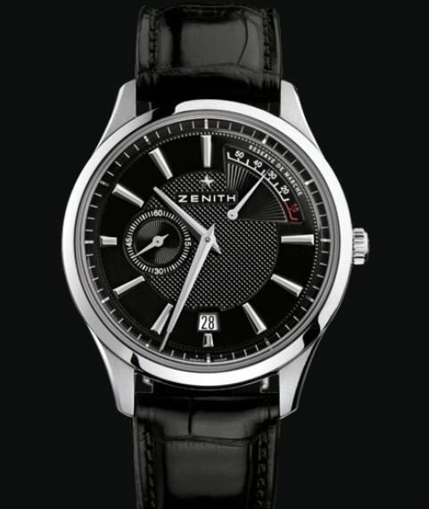 Review Replica Watch Zenith Captain Power Reserve Zenith Watch Captain 03.2120.685.22.C493 Steel - Black Dial - Black Strap - Click Image to Close