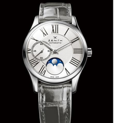 Review Zenith Watch for Women Replica Watch Zenith Elite Ultra Thin Lady Moonphase Héritage 03.2310.692/02.C706 Steel - Aligator Bracelet - Click Image to Close