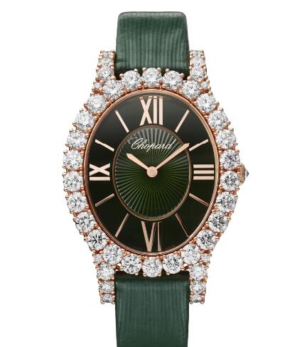 Review Chopard Replica Watch L’HEURE DU DIAMANT OVAL MEDIUM 18K ROSE GOLD AND DIAMONDS 139383-5009 - Click Image to Close