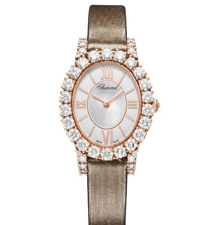 Review Chopard Replica Watch L'HEURE DU DIAMANT OVAL SMALL SMALL OVAL MANUAL ROSE GOLD DIAMONDS 139384-5104 - Click Image to Close