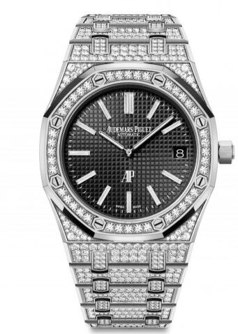 Review Audemars Piguet Royal Oak Extra-Thin White Gold Diamond Black Replica Watch 15202BC.ZZ.1241BC.03