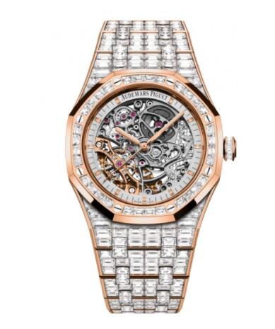 Review Audemars Piguet Royal Oak 41 Double Balance Wheel Openworked Pink Gold 15417OR.ZZ.1267OR.01 Baguette Replica Watch - Click Image to Close