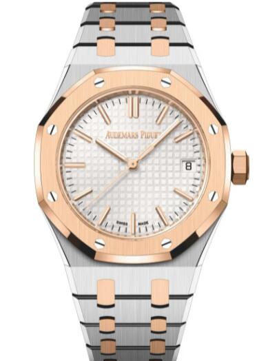 Review 2022 Audemars Piguet Royal Oak Selfwinding 37 Stainless Steel Pink Gold Silver Replica Watch 15550SR.OO.1356SR.01