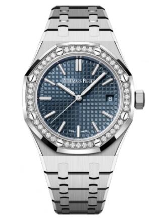 Review 2022 Audemars Piguet Royal Oak Selfwinding 37 Stainless Steel - Diamond Blue Replica Watch 15551ST.ZZ.1356ST.02 - Click Image to Close