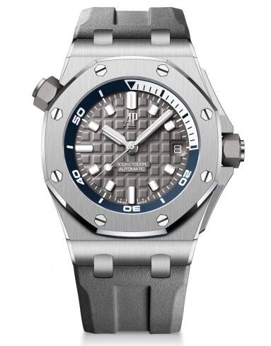 Review Audemars Piguet Royal Oak Offshore Diver Stainless Steel / Grey Replica Watch 15720ST.OO.A009CA.01 - Click Image to Close