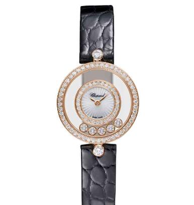 Review Cheap Chopard Happy Diamonds Watch Women HAPPY DIAMONDS ICONS 26 MM QUARTZ ROSE GOLD DIAMONDS 203957-5214