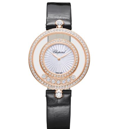 Review Cheap Chopard Happy Diamonds Watch Women HAPPY DIAMONDS ICONS 32 MM QUARTZ ROSE GOLD DIAMONDS 209426-5201