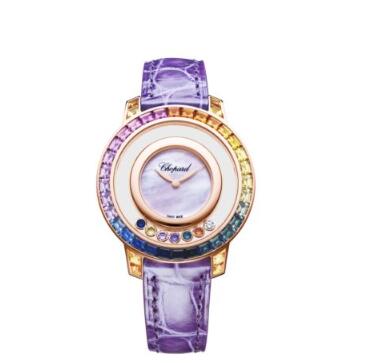 Review Cheap Chopard Happy Diamonds Watch Women HAPPY DIAMONDS JOAILLERIE 35 MM QUARTZ ROSE GOLD DIAMOND COLORED SAPPHIRES 20A002-5901