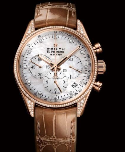 Review Zenith Watch for Women Replica Watch Zenith El Primero 36'000 VPH 38mm Lady 22.2151.400/81.C709 Pink Gold - Diamonds - Mother-of-Pearl and Diamonds Dial