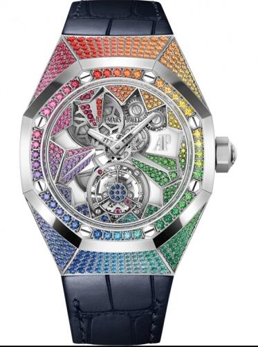 Review Replica Audemars Piguet Royal Oak Concept Flying Tourbillon White Gold Rainbow Watch 26227BC.YY.D326CR.01 - Click Image to Close