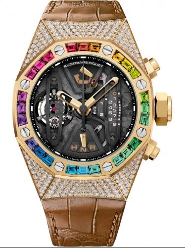 Review Replica Audemars Piguet Royal Oak Concept Tourbillon Chronograph Yellow Gold Rainbow Watch 26235BA.YY.D502CR.01 - Click Image to Close