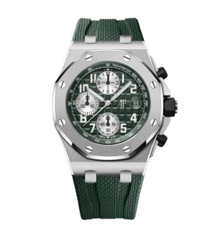 Review Replica Audemars Piguet Royal Oak Offshore Selfwinding Chronograph Titanium Khaki Rubber 26238TI.OO.A056CA.01 Watch