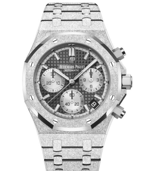 Review Audemars Piguet Royal Oak Chronograph 41 Frosted White Gold Black Replica Watch 26239BC.GG.1224BC.02