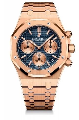 Review Audemars Piguet Royal Oak Chronograph 41 Yellow Gold Blue Bracelet Replica Watch 26239OR.00.1220OR.01 - Click Image to Close