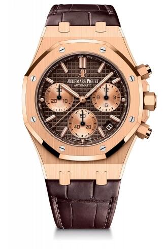 Review Audemars Piguet Royal Oak Chronograph 41 Yellow Gold Brown Alligator Replica Watch 26239OR.00.D812CR.01