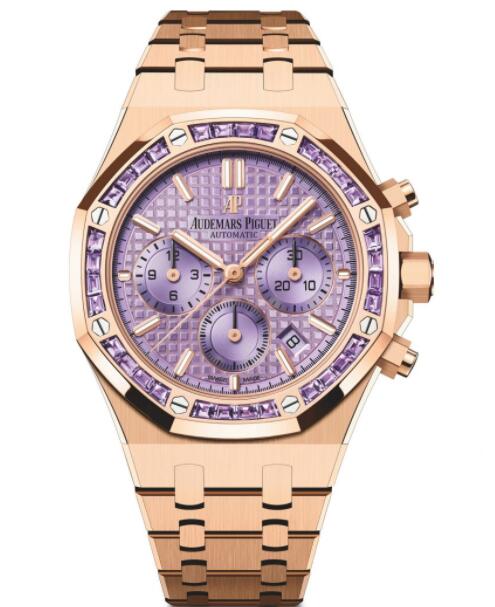 Review Replica Audemars Piguet Royal Oak Chronograph 38 Pink Gold Amethysts Purple Watch 26319OR.AY.1256OR.01
