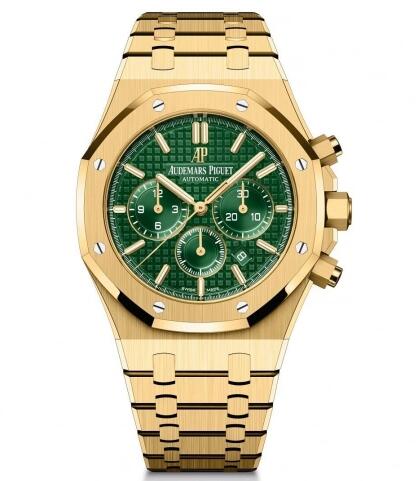 Review Audemars Piguet Royal Oak Chronograph 41 Yellow Gold / Green / Bracelet Replica Watch 26331BA.OO.1220BA.02