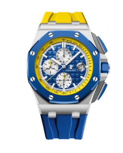 Review Replica Audemars Piguet Royal Oak Offshore 44 Stainless Steel Ceramic Blue & Yellow Watch 26400SO.OO.A057CA.01