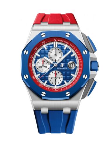 Review Replica Audemars Piguet Royal Oak Offshore 44 Stainless Steel Ceramic Blue & Red Watch 26400SO.OO.A502CA.01 - Click Image to Close