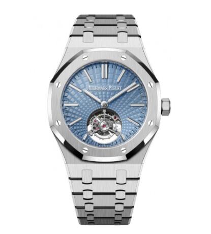 Review Audemars Piguet Royal Oak Self-Winding Flying Tourbillon Platinum Ice Blue 26530PT.OO.1220PT.01 Replica Watch