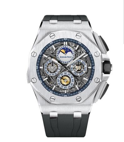 Review Replica Audemars Piguet Royal Oak OffShore Grande Complication White Gold Skeleton Watch 26571BC.OO.A002CA.01 - Click Image to Close