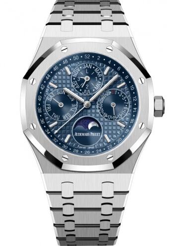 Review Replica Audemars Piguet Royal Oak Perpetual Calendar 41 Stainless Steel Blue Watch 26574ST.OO.1220ST.03