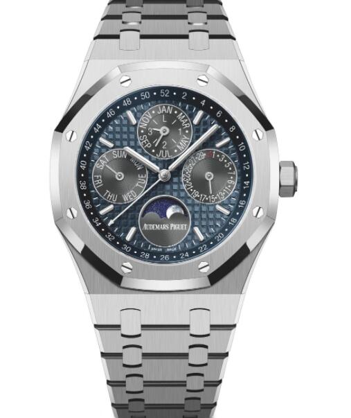 Review Audemars Piguet Royal Oak Perpetual Calendar 41 Titanium Blue 26574TI.OO.1220TI.01 Replica Watch - Click Image to Close