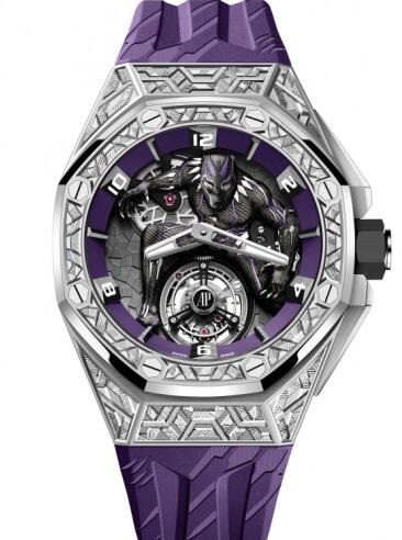 Review Audemars Piguet Royal Oak Concept Black Panther Flying Tourbillon White Gold Replica Watch 26623BC.GG.D077CA.01