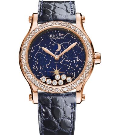 Review Chopard Happy Moon Watch Cheap Price 36 MM AUTOMATIC ROSE GOLD DIAMONDS 274894-5001
