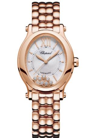 Review Chopard Happy Sport Oval Watch Cheap Price 31 X 29 MM AUTOMATIC ROSE GOLD DIAMONDS 275362-5004