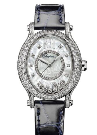 Review Chopard Happy Sport Oval Watch Cheap Price 31 X 29 MM AUTOMATIC WHITE GOLD DIAMONDS 275372-1001