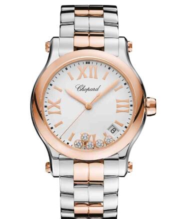 Review Chopard Happy Sport Watch Cheap Price 36 MM QUARTZ ROSE GOLD STAINLESS STEEL DIAMONDS 278582-6002