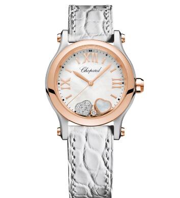 Review Chopard Happy Hearts Watch Cheap Price 30 MM QUARTZ ROSE GOLD STAINLESS STEEL DIAMONDS MOTHER-OF-PEARL 278590-6005