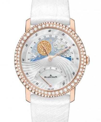 Review Replica Blancpain Women Jour Nuit Watch Red Gold - Diamonds - Ostrich Strap 3740-3744-58B
