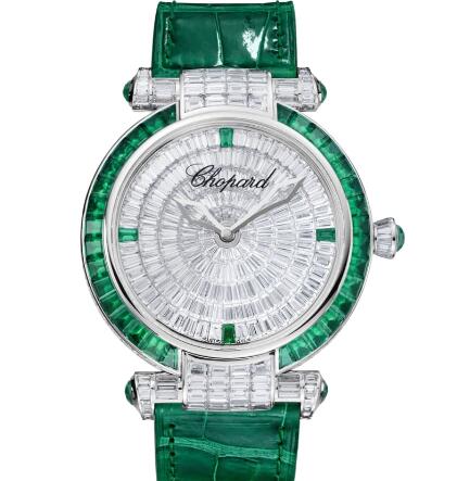 Review Chopard Imperiale Joaillerie Watches for sale Review Replica 40 MM AUTOMATIC WHITE GOLD DIAMONDS EMERALDS 384240-1004