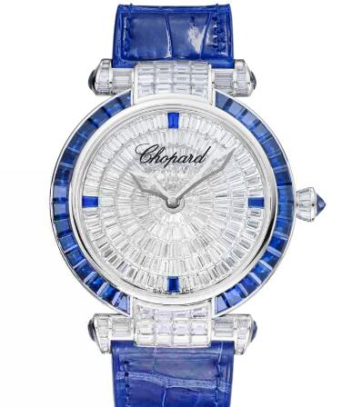 Review Chopard Imperiale Joaillerie Watches for sale Review Replica 40 MM AUTOMATIC WHITE GOLD DIAMONDS SAPPHIRES 384240-1005 - Click Image to Close