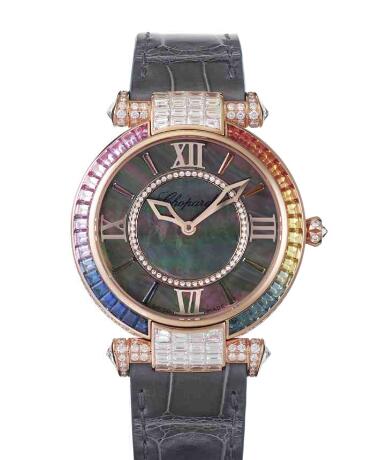 Review Chopard Imperiale Joaillerie Rainbow Watches for sale Review Replica 36 MM AUTOMATIC ROSE GOLD DIAMONDS 384242-5019 - Click Image to Close