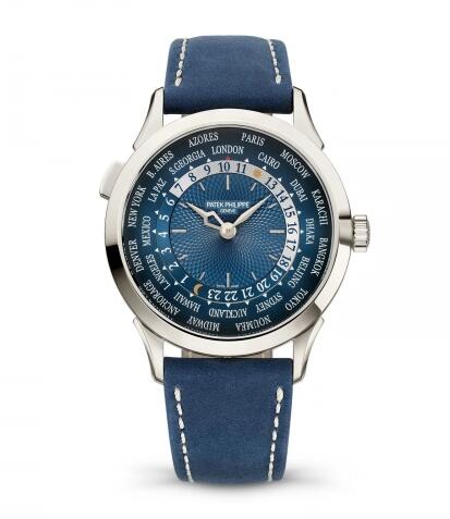 Review Patek Philippe World Time 5230 Platinum Blue Replica Watch 5230P-001