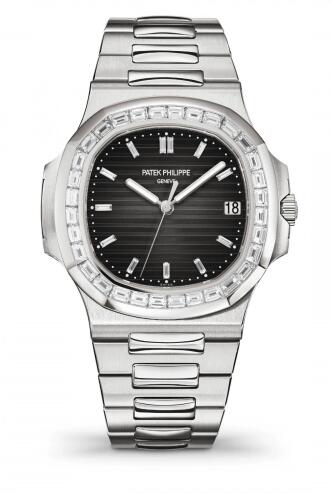 Review Replica Patek Philippe Nautilus 5711 Platinum Baguette Gradient Black Watch 5711/110P-001 - Click Image to Close