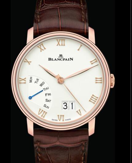 Review Replica Blancpain Villeret Grande Date Jour Rétrograde Watch 6668-3642-55B Red Gold - Opaline Dial - Alligator Strap
