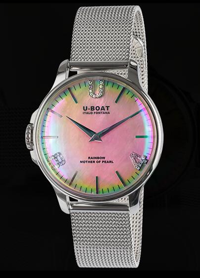 Review U Boat Rainbow Watch Replica RAINBOW 38 PINK SS 8472 - Click Image to Close