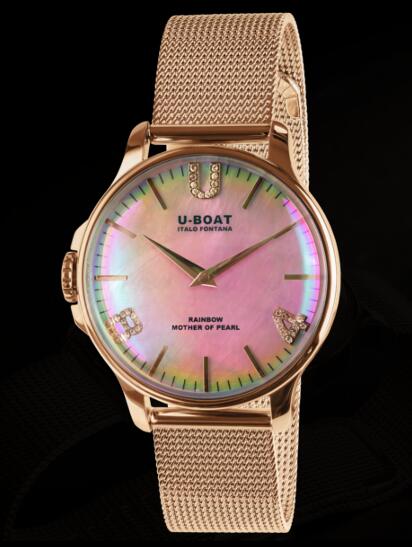 Review U Boat Rainbow Watch Replica RAINBOW 38 PINK IPGOLD BRACELET 8473/MT - Click Image to Close