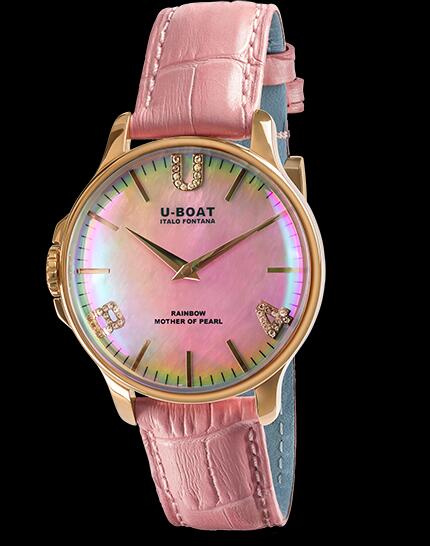 Review U Boat Rainbow Watch Replica RAINBOW 38 PINK IP GOLD 8473