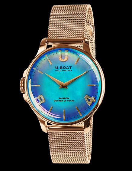 Review U Boat Rainbow Watch Replica RAINBOW 38 BLUE IPGOLD BRACELET 8475/MT