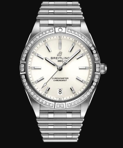 Review Replica Breitling Chronomat Automatic 36 Stainless Steel (Gem-set) - White Watch A10380591A1A1