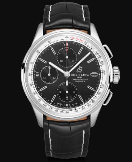 Review Replica Breitling Premier Chronograph 42 Stainless Steel - Black Watch A13315351B1P1 - Click Image to Close