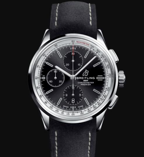 Review Replica Breitling Premier Chronograph 42 Stainless Steel - Black Watch A13315351B1X2