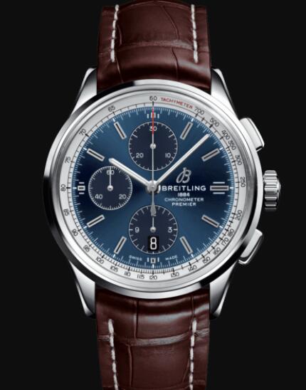 Review Replica Breitling Premier Chronograph 42 Stainless Steel - Blue Watch A13315351C1P2