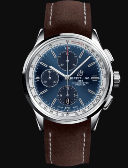 Review Replica Breitling Premier Chronograph 42 Stainless Steel - Blue Watch A13315351C1X1
