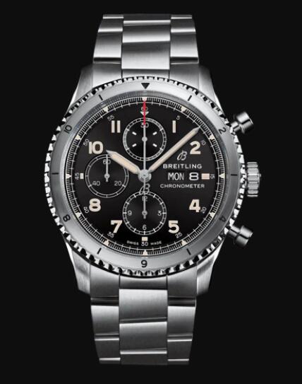Review Breitling Aviator 8 Chronograph 43 Stainless Steel - Black Replica Watch A13316101B1A1